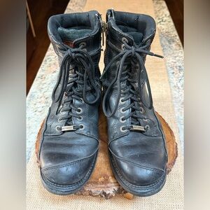 Harley-Davidson Black Leather Zip Up Steel Toe Motorcycle Boots. Men’s Size 10.